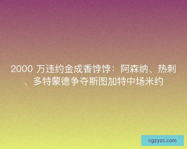 2000 万违约金成香饽饽：阿森纳、热刺、多特蒙德争夺斯图加特中场米约