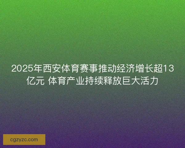 2025年西安体育赛事推动经济增长超13亿元 体育产业持续释放巨大活力