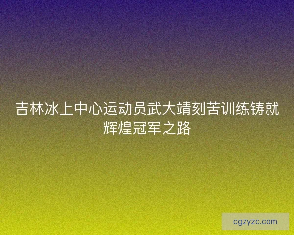 吉林冰上中心运动员武大靖刻苦训练铸就辉煌冠军之路